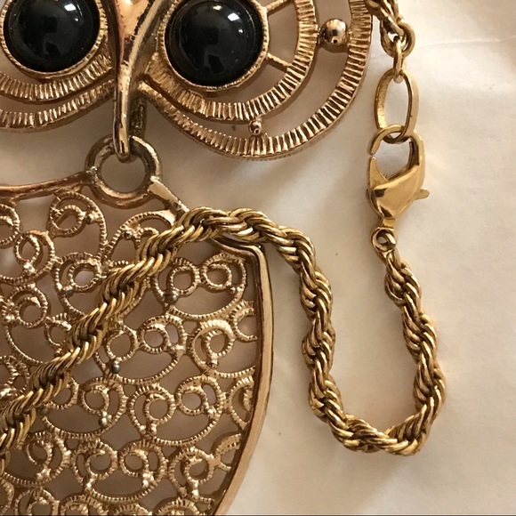 Vintage Sarah Coventry Owl Pendant Necklace Gold-tone - Picture 4 of 5